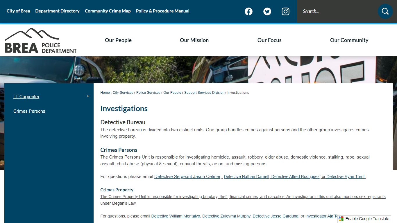 Investigations | Brea, CA - Official Website