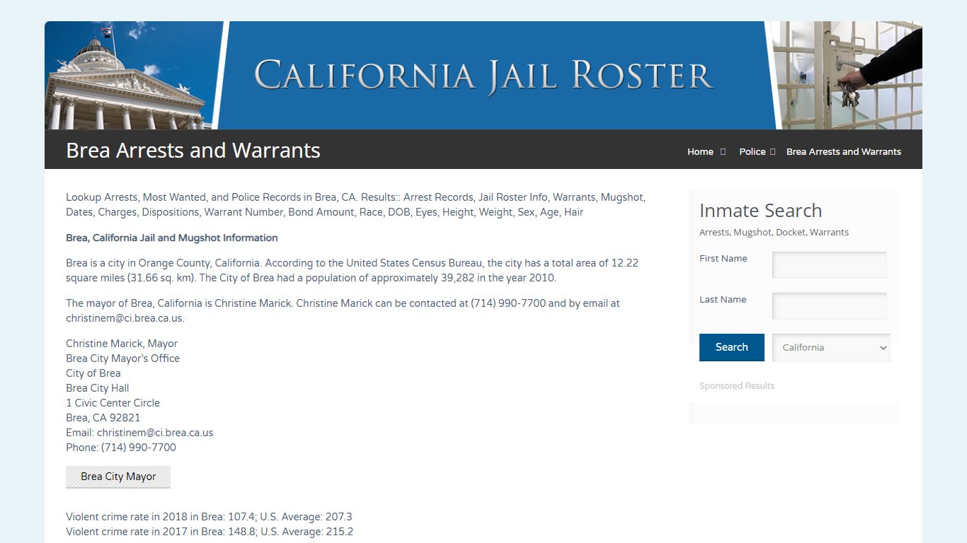 Brea Arrests and Warrants | Jail Roster Search